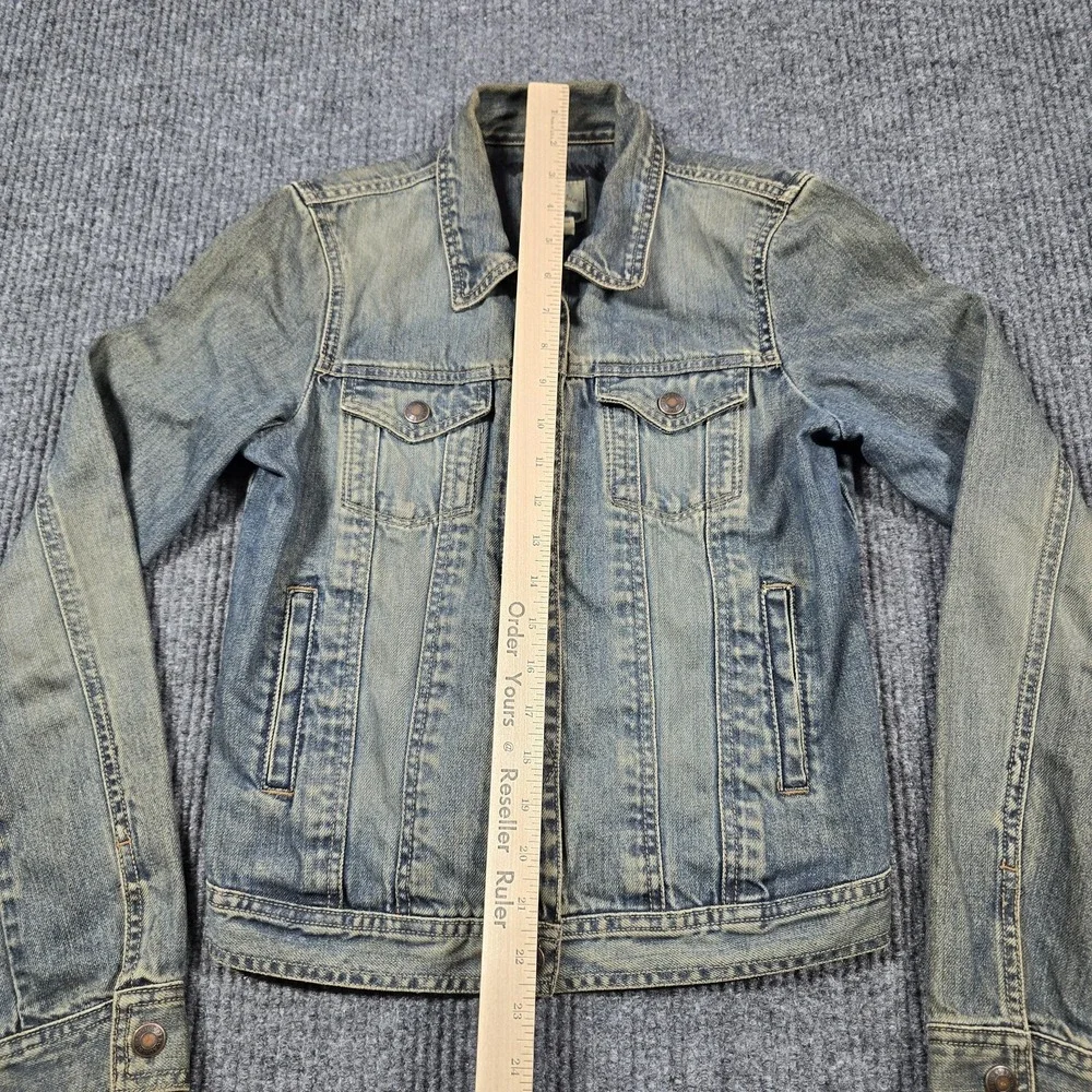 Abercrombie Jacket‎ Girls Large Blue Denim Trucker Jean Coat Washed Fade Vintage